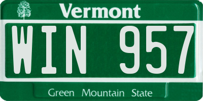 VT license plate WIN957