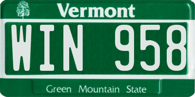 VT license plate WIN958