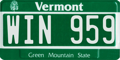 VT license plate WIN959