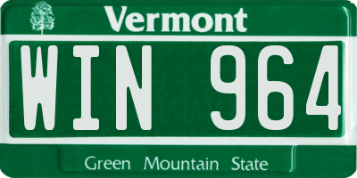 VT license plate WIN964