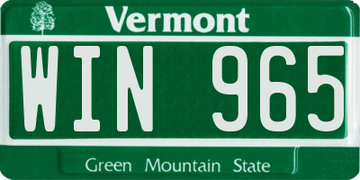 VT license plate WIN965