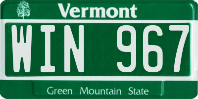 VT license plate WIN967