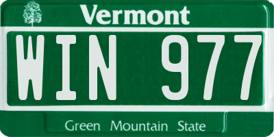 VT license plate WIN977