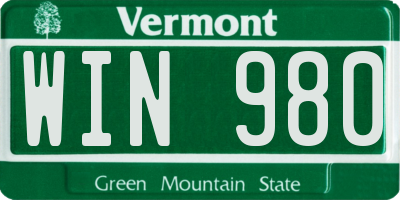VT license plate WIN980