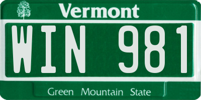 VT license plate WIN981