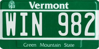 VT license plate WIN982