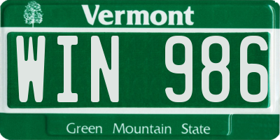 VT license plate WIN986