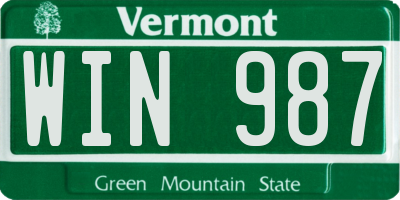 VT license plate WIN987