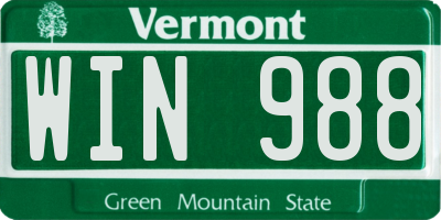 VT license plate WIN988
