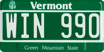 VT license plate WIN990