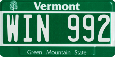 VT license plate WIN992