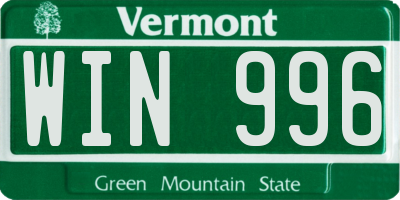 VT license plate WIN996