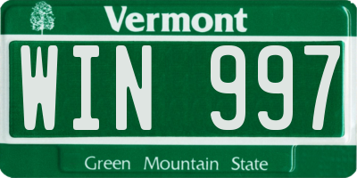 VT license plate WIN997