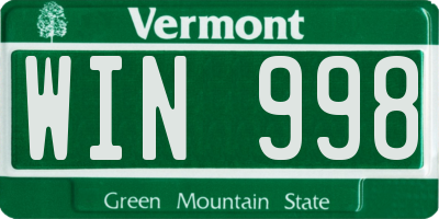 VT license plate WIN998