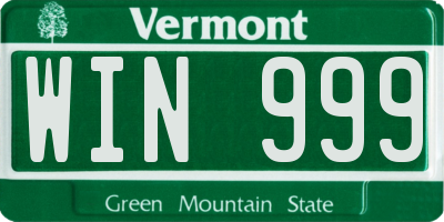 VT license plate WIN999
