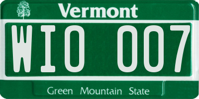 VT license plate WIO007