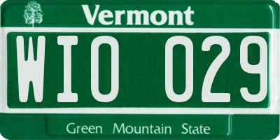VT license plate WIO029