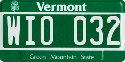 VT license plate WIO032