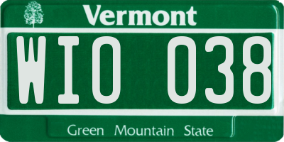 VT license plate WIO038