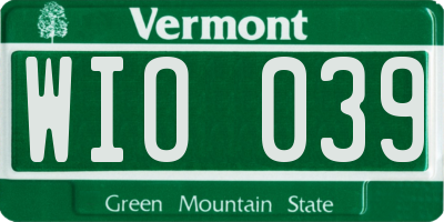 VT license plate WIO039