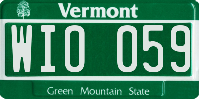 VT license plate WIO059
