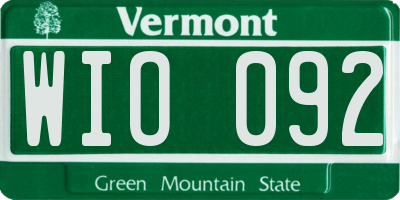 VT license plate WIO092