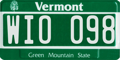 VT license plate WIO098