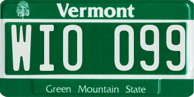 VT license plate WIO099