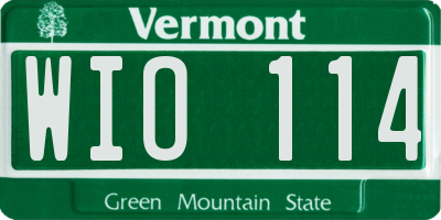 VT license plate WIO114