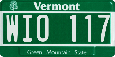 VT license plate WIO117