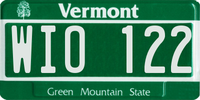 VT license plate WIO122