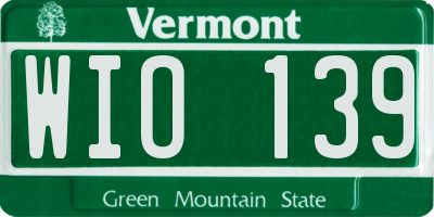 VT license plate WIO139