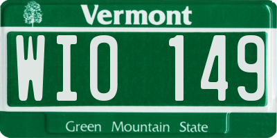 VT license plate WIO149