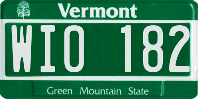 VT license plate WIO182