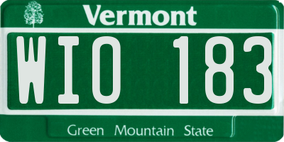 VT license plate WIO183