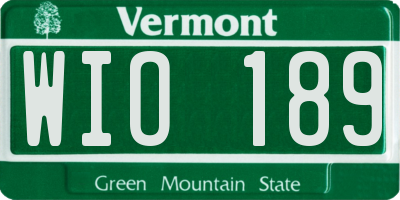 VT license plate WIO189