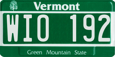 VT license plate WIO192
