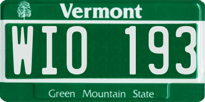 VT license plate WIO193