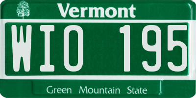 VT license plate WIO195