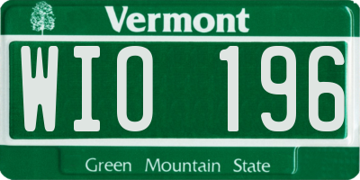 VT license plate WIO196