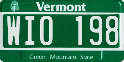 VT license plate WIO198