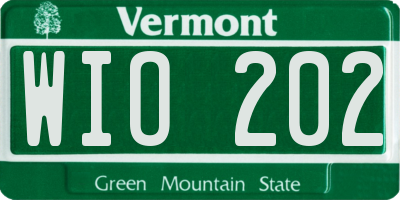 VT license plate WIO202