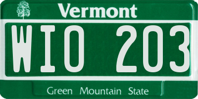 VT license plate WIO203