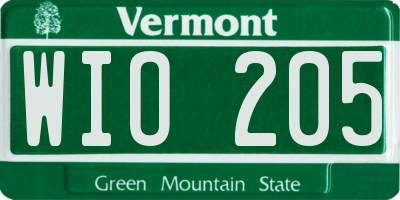 VT license plate WIO205