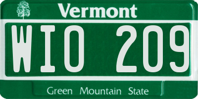 VT license plate WIO209