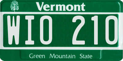VT license plate WIO210