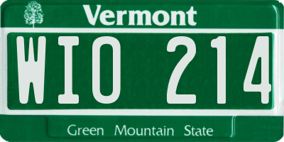 VT license plate WIO214