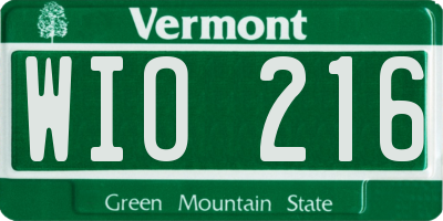 VT license plate WIO216