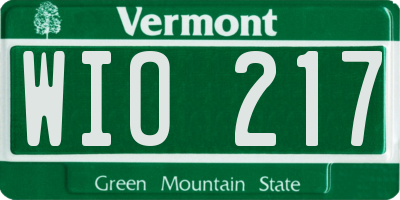 VT license plate WIO217