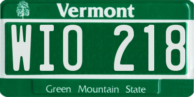 VT license plate WIO218